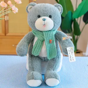 High Quality Yellow Blue Green Pink Scarf Teddy Bear Stuffed Animal Plush Toys Birthday Valentines Gifts