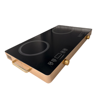 Cuisinière électrique portable à 2 brûleurs en céramique, plaque chauffante infrarouge de bureau, commande tactile, compatible avec toutes les casseroles