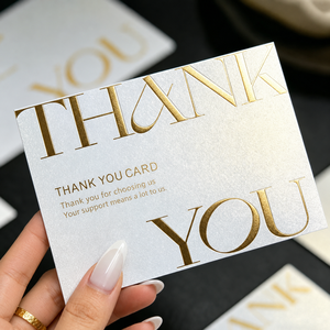 <b>Gold</b> Foil Stamping Paper Jewelry <b>Cards</b> Recyclable Thank You Insert Note for Small Business Boutique Stores Fast Dispatch - Product Image 2