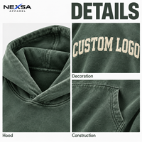 Hoodie surdimensionné vert délavé vintage personnalisé en gros avec motif graphique lettres cintrées en coton épais pour streetwear – Fabricant