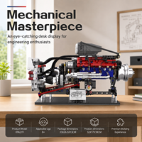 Modèle de moteur de voiture américain turbocompressé à manivelle DIY, blocs de construction en plastique ABS, transmission mécanique, jouet éducatif STEM