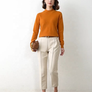 Suéter de Lana Hilada con Cuello Semi Alto para <span class=keywords><strong>Mujer</strong></span>, Nuevo Estilo de Otoño e Invierno, Suéter Holgado de Talla Grande, Prenda Básica de Punto - Product Image 3