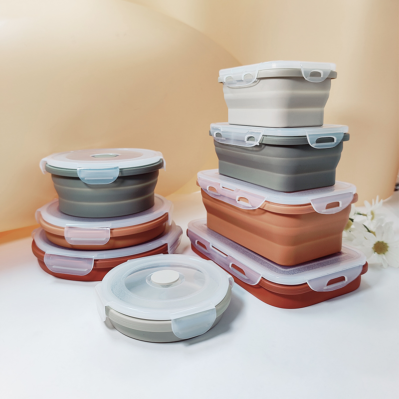 Складной контейнер для еды без бисфенола А, контейнер для еды, бэнто, стеклянный контейнер для хранения еды, набор складных контейнеров с герметичной крышкой