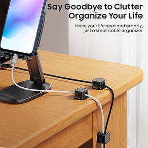 Paquete de 6 clips magnéticos para cables, resistentes y adhesivos, organizadores de cables de escritorio para la gestión de cab - Product Image 3