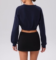 Sweat-shirt court boutonné en coton et polyester pour femme avec logo personnalisé, veste décontractée pour le fitness, la course à pied et les activités de plein air