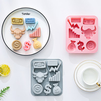 Moule en caoutchouc réutilisable et écologique, thème boursier, lot de 8 pièces, pour la moulage de résine, la pâtisserie, la fabrication de glaçons et la décoration de gâteaux en fondant