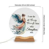 Art déco personnalisé, impression UV ronde sur verre fusionné avec base LED, 25 cm, thème nature, pour la décoration de la maison ou du bureau