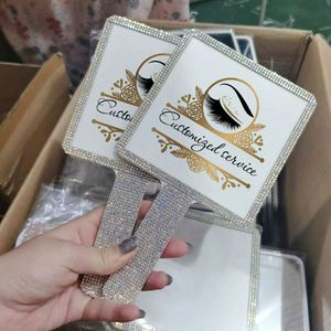 Heart Shaped Hand <b>Mirror</b> With Rhinestone Make Your Own logo Makeup <b>Mirror</b> - Product Image 3