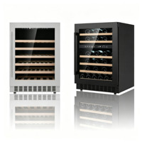 Nevera para vinos bajo encimera con estantes extraíbles de haya, control táctil digital, gabinete compacto para vinos para el hogar