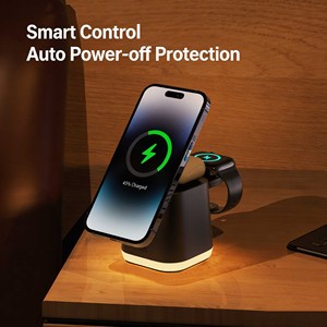 แท่นชาร์จไร้สายแบบพับได้ INPUTECH 15W 3 in 1 พร้อมไฟ RGB ได้รับการรับรอง KC แท่นชาร์จเร็ว - Product Image 4
