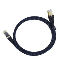 5m BC jaket kepang hitam dan biru FFTP CAT8 26AWG(7/0.16MM) kabel Ethernet kabel Patch dengan jaket PVC