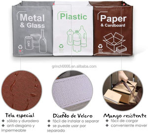 Sacs poubelle pliables avec poignées, capacité 40l, pour le papier, le <span class=keywords><strong>verre</strong></span> et le plastique, lot de 3 sacs - Product Image 2