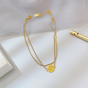 Cavigliera da Donna in Acciaio Inossidabile 316L Antiossidante, Placcata in Oro 18K, Catena Portafortuna - Product Image 5