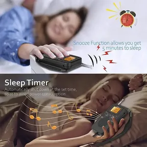 W206 Portable AM/FM 2-Band Digital Radio 1800mAh LCD Display Alarm Clock Headphone Jack - Product Image 4