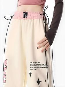 Pantaloni sportivi morbidi con lacci da ragazza stile retrò anni '90 per abiti alla moda stampa pantaloni sportivi larghi da donna - Product Image 4
