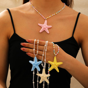 Collier et bracelet bohèmes d'été pour femme, imitation perle, étoile de mer, coquillage, bijoux transfrontaliers européens et américains - Product Image 4