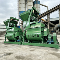 Prix d'usine JS500 Bétonnière Stationnaire avec Panneau de Commande, Garde-corps de Sécurité et Sortie par Convoyeur à Vis