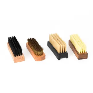 Brosse de nettoyage de chaussures de baskets, Logo personnalisé noir brosse de nettoyage de chaussures en bois chaussure en bois brillant crin de cheval