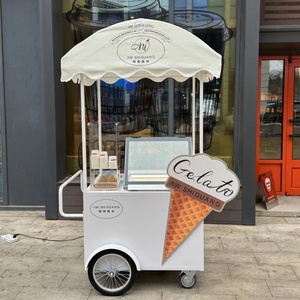Furgoni Gelato Alimentari di Alta Qualità Carrello Elettrico a Spinta con Vetrina Congelatore per Vendita al Dettaglio di Alimenti Hotel Panifici Gelaterie - Product Image 1