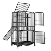 Bouton de cage d'exposition de chat en fil de métal de luxe pliable robuste conception à trois étages taille personnalisable pour une utilisation intérieure/extérieure