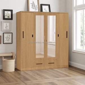 <span class=keywords><strong>Armadio</strong></span> Guardaroba Smontabile per <span class=keywords><strong>Camera</strong></span> <span class=keywords><strong>da</strong></span> <span class=keywords><strong>Letto</strong></span> in Metallo Stampato Colore Legno Marrone, Mobile in Acciaio con 2 Cassetti, <span class=keywords><strong>Specchio</strong></span> e 4 <span class=keywords><strong>Ante</strong></span> <span class=keywords><strong>Scorrevoli</strong></span> - Product Image 1