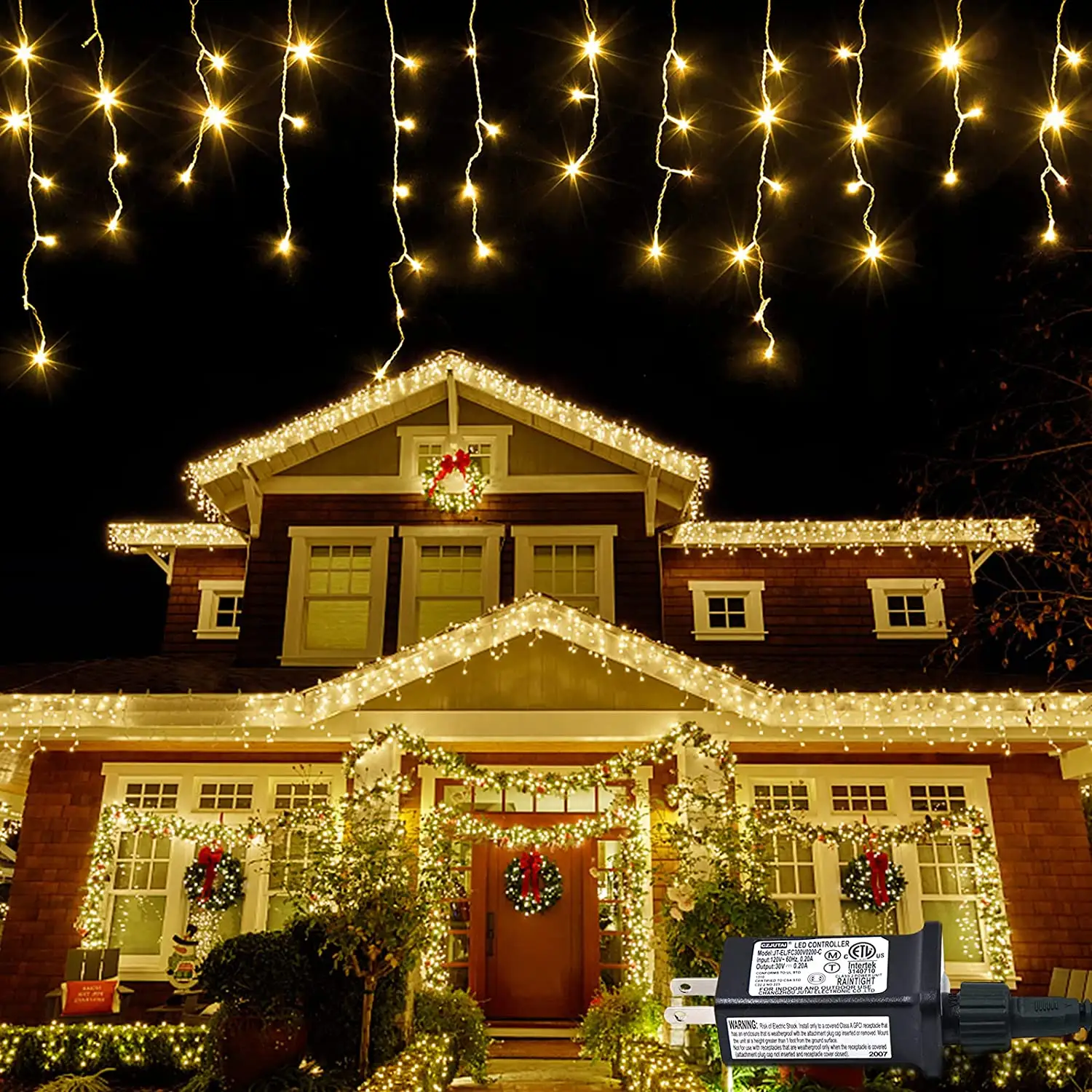 חשמל שמש תאורת חג תאורה חיצונית עמיד למים הוביל חוט קריליק אורות חג המולד דקורטיביים