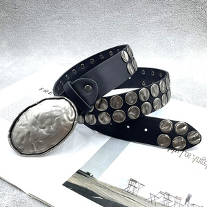 <span class=keywords><strong>Ceinture</strong></span> en cuir PU décontractée style rock et hip-hop, cloutée, personnalisée, vintage, punk, pour hommes et femmes, 118 cm - Product Image 1