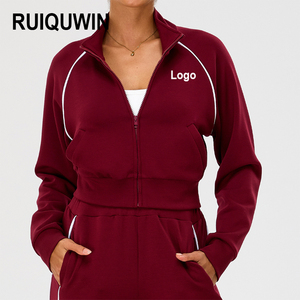 RUIQUWIN, venta al por mayor, chaqueta de Yoga de secado rápido para mujer, a prueba de viento, con cremallera, <span class=keywords><strong>Top</strong></span> para correr al aire libre con bolsillos, ropa deportiva de manga larga - Product Image 1