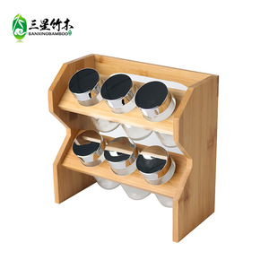 Bamboo <b>grid</b> seasoning bottle rack, multi-functional kitchen seasoning storage rack, bamboo seasoning bottle storage rack, - Product Image 1