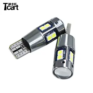 Tcart Autos ignal lampe 12V W5W T10 10smd Canbus Fehlerfreies Licht Keils eiten lampen platte Glühlampe Weiße Auto-LED-Lizenz lampe