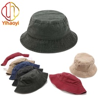 Sombrero de Pescador de Mezclilla Lavada Vintage Yihaoyi con Logotipo Bordado Personalizado, Plegable, Protección UV, para Viajes, Playa, Senderismo, Actividades al Aire Libre y Ocio