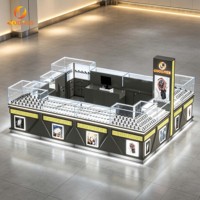 Kiosque à bijoux gris directement de l'usine dans les centres commerciaux, armoire de rangement à bijoux en verre LED verrouillable pour la vente au détail de montres et de bijoux