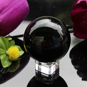 Black Crystal Ball 80ミリメートルGlass SphereとStand MH-Q0174