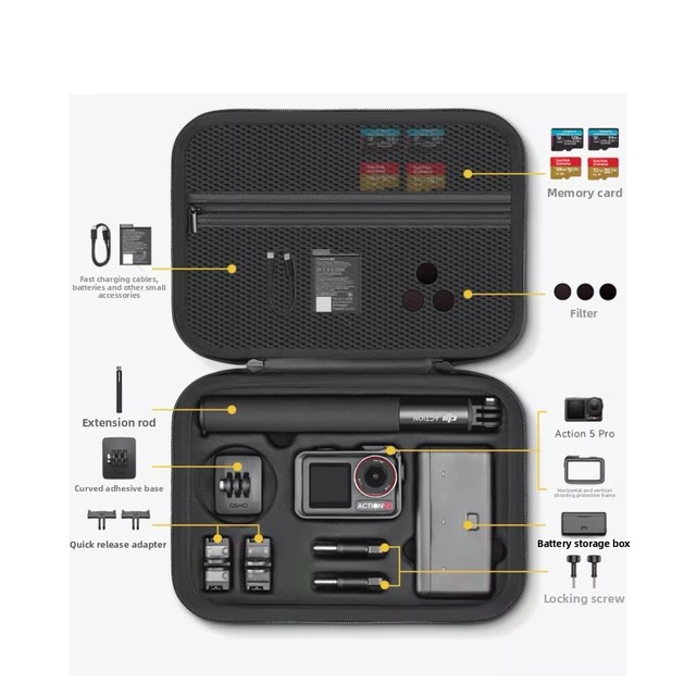 Waterproof EVA Crossbody Storage Case for Action 5 Pro/4/3 Action Camera Accessories with Protective Design