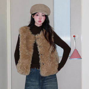Manteau en fausse fourrure d'hiver personnalisé, blanc, fait main, <span class=keywords><strong>sans</strong></span> manches, pour femmes - Product Image 2