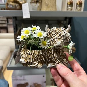 Creative Resin <b>Cow</b> Flower Pot With Daisy Plant Home Decor Balcony Planter W460 - Product Image 2