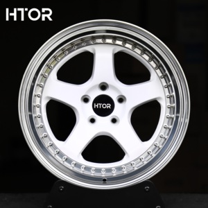 Cerchi Forgiati HTOR 17-18 Pollici 5x114.3 Bianchi a 5 Razze con Bordo Lucidato Profondo, in Due Pezzi, Adatti per RX7 RX8 <span class=keywords><strong>Evolution</strong></span> S2000 Silvia - Product Image 1