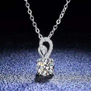 Colar de prata esterlina s925, joia feminina, 1ct 0.5ct, vvs1, moissanite, colar de diamante, pingente de encantos