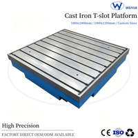 Table en fonte à rainures en T, surface rectifiée de précision, taille de rainure en T personnalisée, grande planéité, pour banc d'essai moteur
