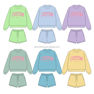 Conjunto de Sudadera de Algodón para Niñas, Pantalones Cortos, Dos Piezas, Cortavientos, Térmico, Venta al por Mayor, Conjunto de Ropa Infantil Suave y Cálida - Product Image 2