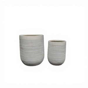 Vente en gros d'usine de pots de fleurs anciens, ensembles de jardin, intérieur/extérieur, en fibre de verre MGO, 10L, sculptés à la main, pour planter des arbres - Product Image 1