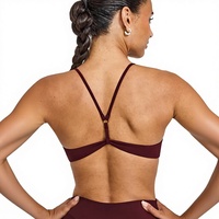 Soutien-gorge de sport pour femme, personnalisé, couleur unie, léger, respirant, anti-humidité, dos croisé, pour le yoga et le fitness, avec fermeture avant moyenne