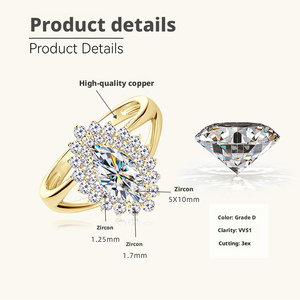 <span class=keywords><strong>Anello</strong></span> con Zircone Taglio Marquise, Gioiello Luminoso Super Brillante, Imitazione Diamante, Vendita all'Ingrosso - Product Image 6