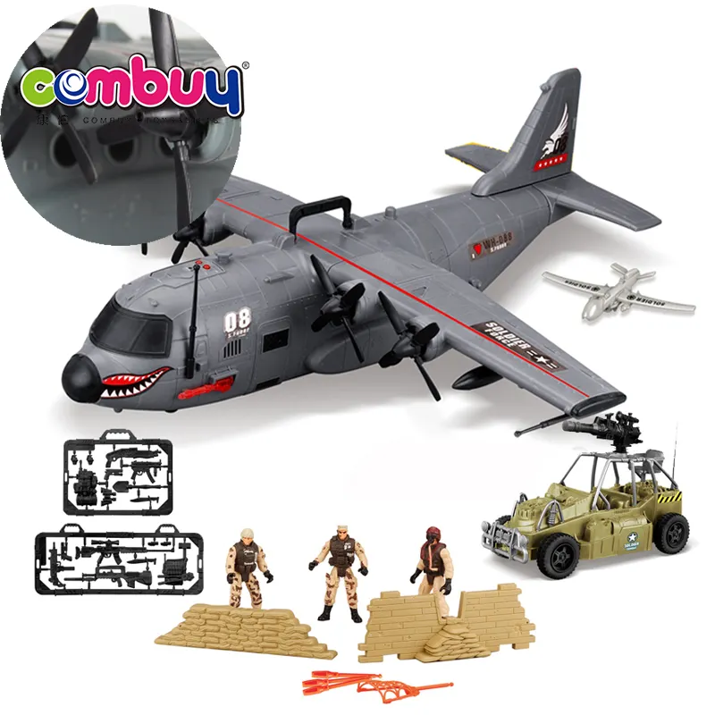 Electric lighting musical soldier war big airplane diy military toys play set