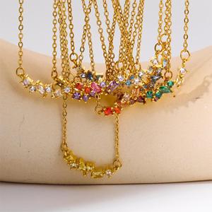 DUYIZHAO Collier européen et américain tendance en cuivre plaqué or véritable avec zircon géométrique douze mois <span class=keywords><strong>de</strong></span> <span class=keywords><strong>naissance</strong></span> en pierre pour femme cadeau - Product Image 3
