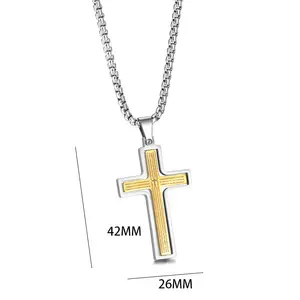 Faith Based Lord Prayer Bible Verse Best Religious Cross Pvd Stainless Steel Pendants Fine Fashion Jewelry Necklaces For Men