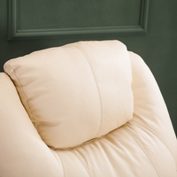 Fauteuil inclinable électrique moderne en tissu beige et bois, fonction extensible, ergonomique, télécommande, utilisation home cinéma, certifié BSCI