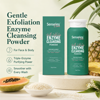 Nouveau produit 50g 75g Poudre nettoyante enzymatique douce pour l'exfoliation du visage et du corps avec enzyme de riz, papaïne, bromélaïne Marque privée