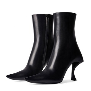 Nuevos Zapatos de Tacón Delgado Personalizados para Mujer, Botines de Punta Puntiaguda, Tacones Altos, Estilo Stiletto, Cierre Lateral con Cremallera, Cortos - Product Image 4