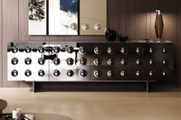Meuble de rangement latéral de salle à manger en bois massif de luxe léger de style villa italienne, porte de vitrine en verre, buffet moderne et minimaliste